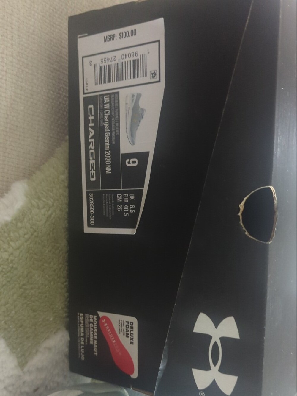 Under Armour Women's Light Gray and Gold Athletic Shoes - Picture 3 of 4
